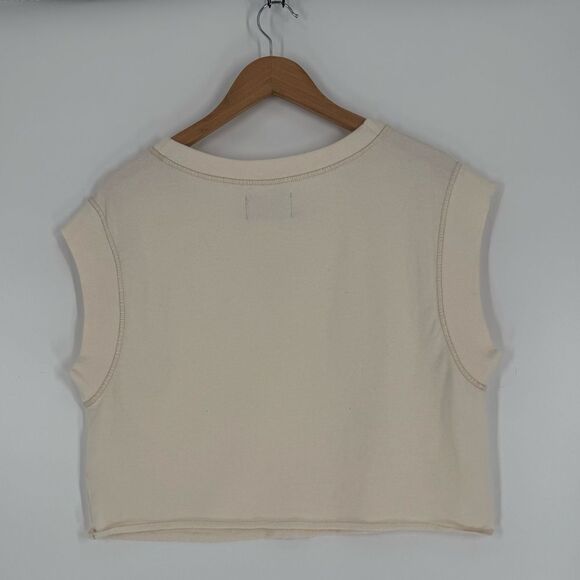 Everlane Lightweight French Terry Cropped Muscle Tank in Canvas | Small - Picture 3 of 6